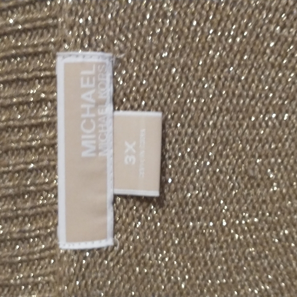 MICHAEL Michael Kors 3x Gold Metallic Loose Fit Tunic Sweater, EUC - Picture 4 of 6